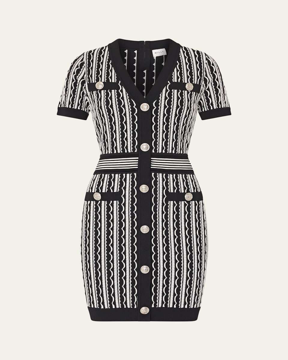 Scallop Textured-Knit Bodycon Mini Dress
